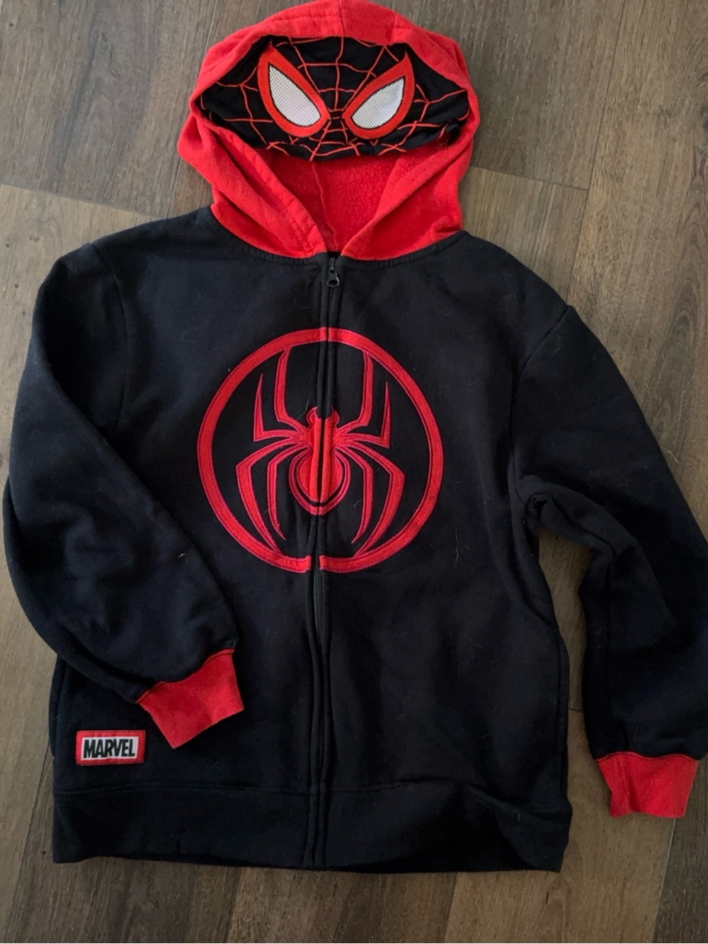 Marvel Kids Large Black & Red Spider Zip-Up Hoodie